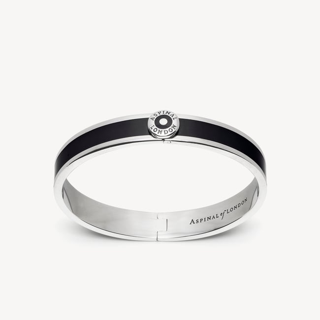 Enamel Bangle Black Enamel & Palladium Silver Plated