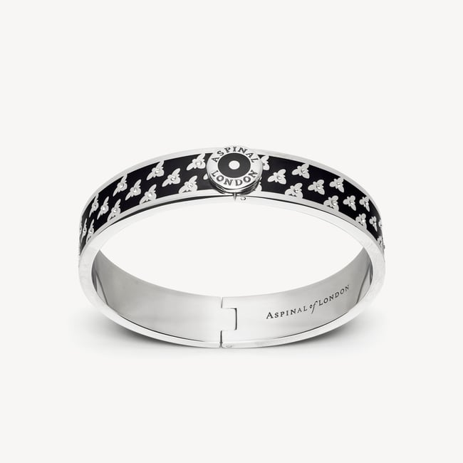Bee Bangle Black Enamel & Palladium Silver Plated
