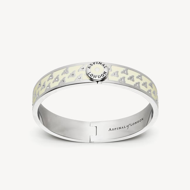 Bee Bangle Ivory Enamel & Palladium Silver Plated