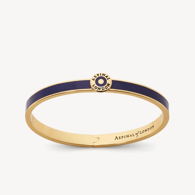 Thin Enamel Bangle Navy Enamel & 18ct Gold Plated