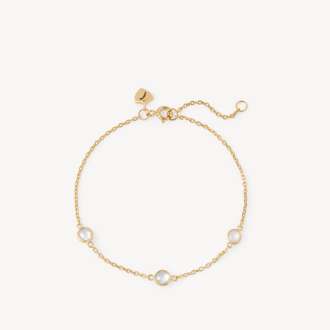 Gemstone Bracelet Rainbow Moonstone & 18ct Gold Vermeil