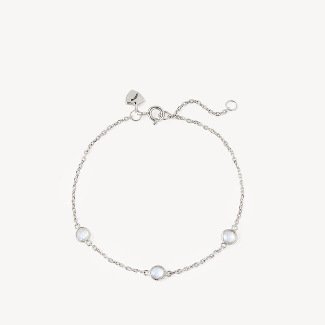 Gemstone Bracelet Rainbow Moonstone & Sterling Silver 925