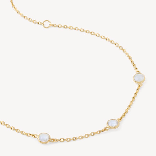 Gemstone Bracelet Rainbow Moonstone & 18ct Gold Vermeil
