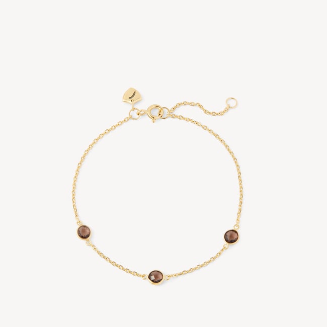 Gemstone Bracelet Smoky Quartz & 18ct Gold Vermeil