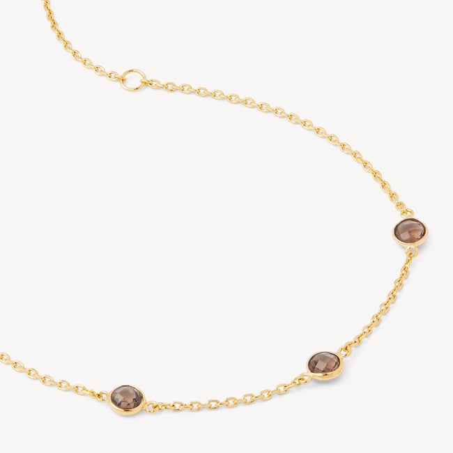 Gemstone Bracelet Smoky Quartz & 18ct Gold Vermeil