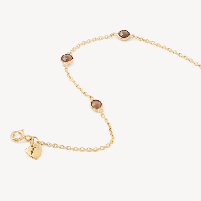 Gemstone Bracelet Smoky Quartz & 18ct Gold Vermeil
