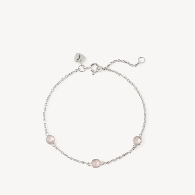 Gemstone Bracelet Rose Quartz & Sterling Silver 925
