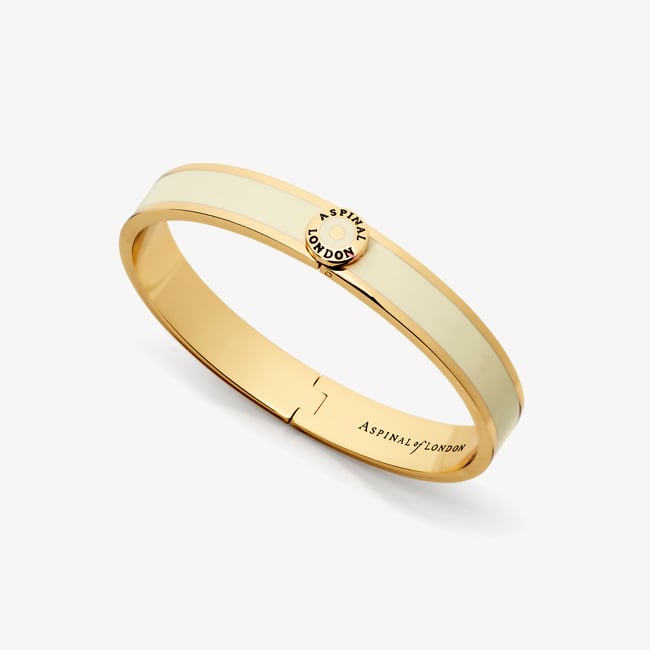 Enamel Bangle Ivory Enamel & 18ct Gold Plated