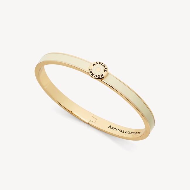 Thin Enamel Bangle Ivory Enamel & 18ct Gold Plated