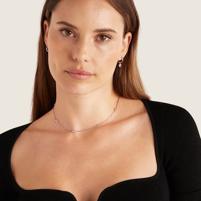 Gemstone Necklace Rainbow Moonstone & Sterling Silver 925