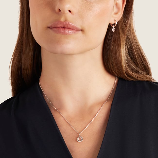 Gemstone Pendant Necklace Rose Quartz & Sterling Silver 925