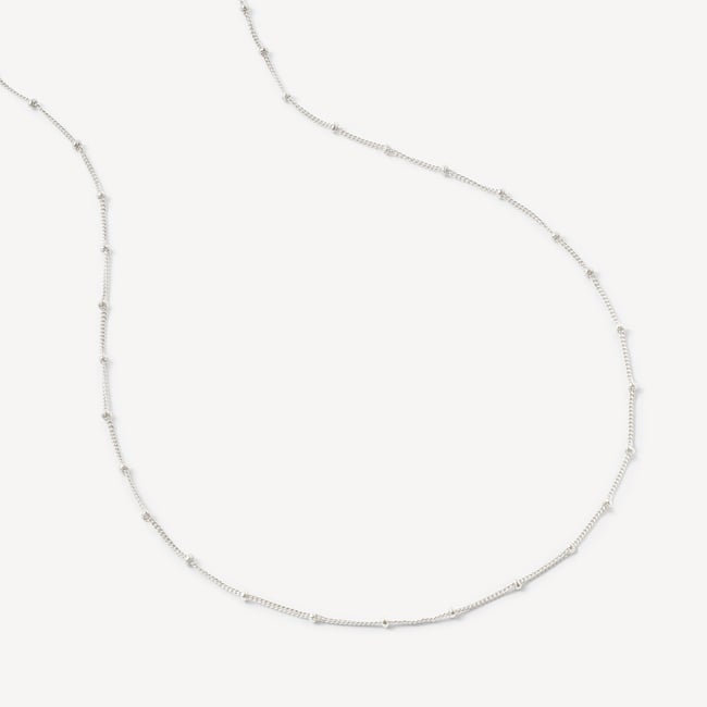 16-inch Beaded Necklace Sterling Silver 925
