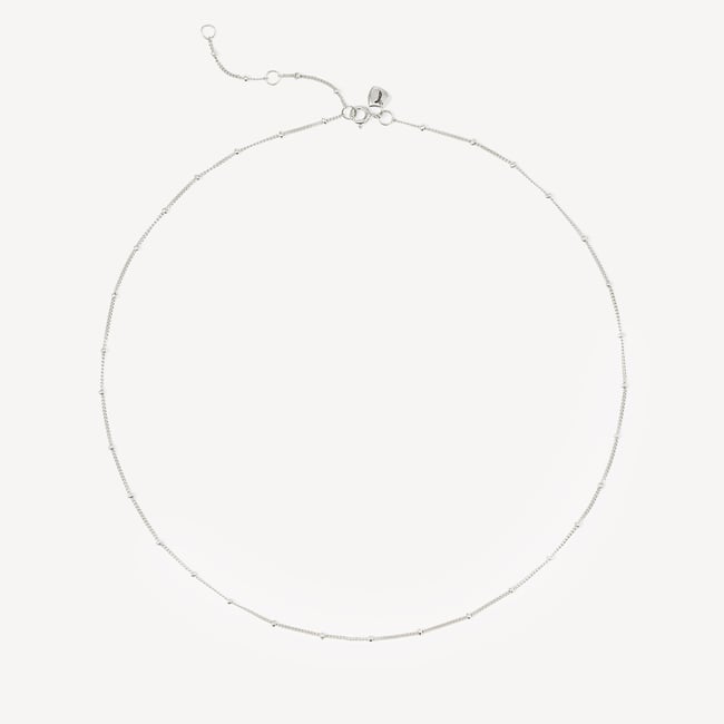 16-inch Beaded Necklace Sterling Silver 925