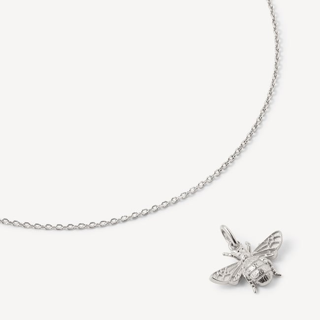 Bee Charm Necklace Sterling Silver 925