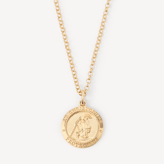 St Christopher Charm Necklace 18ct Gold Vermeil