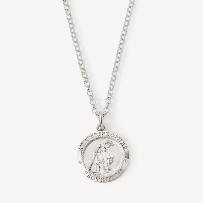 St Christopher Charm Necklace Sterling Silver 925
