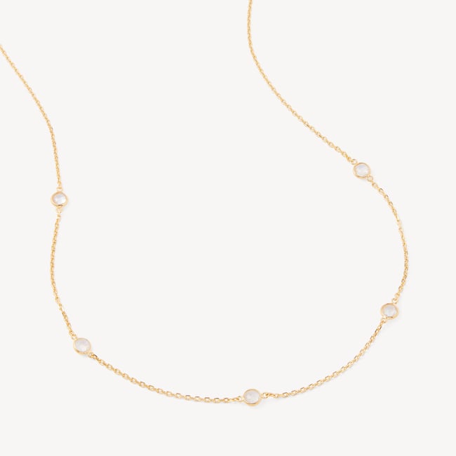 Gemstone Necklace Rainbow Moonstone & 18ct Gold Vermeil