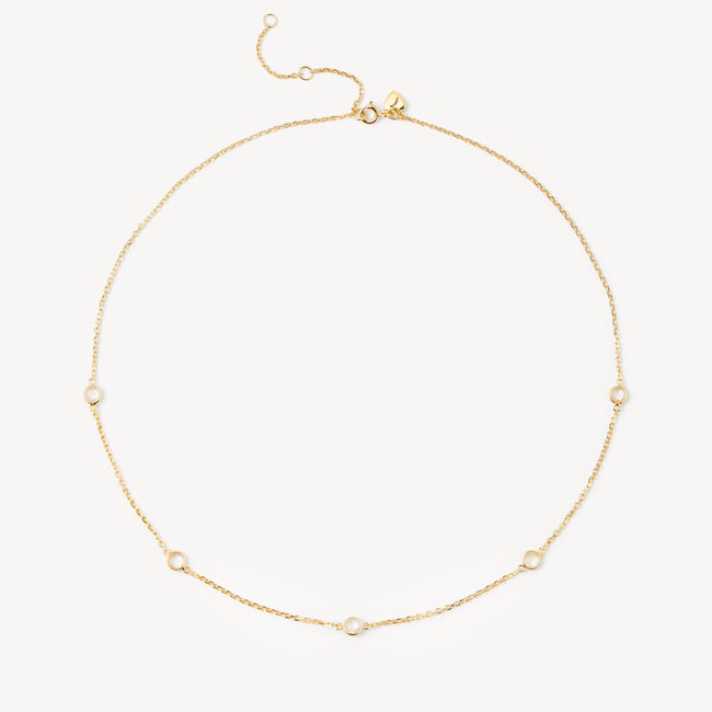 Gemstone Necklace Rainbow Moonstone & 18ct Gold Vermeil