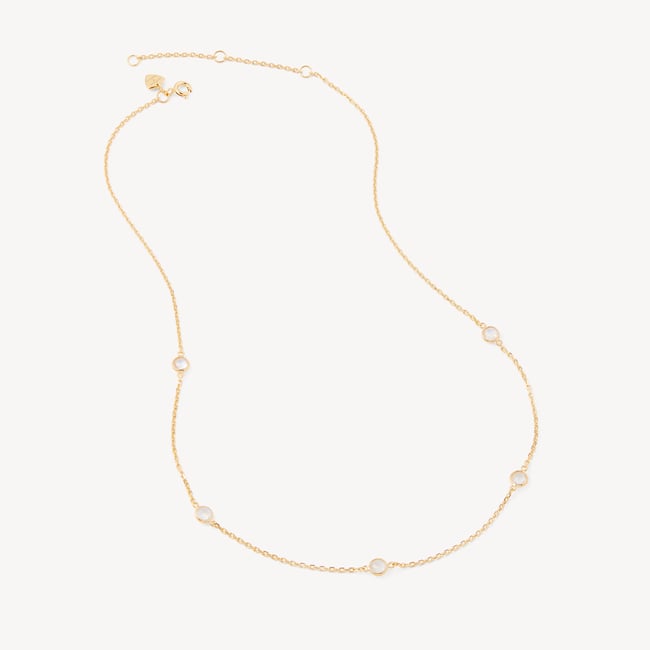 Gemstone Necklace Rainbow Moonstone & 18ct Gold Vermeil
