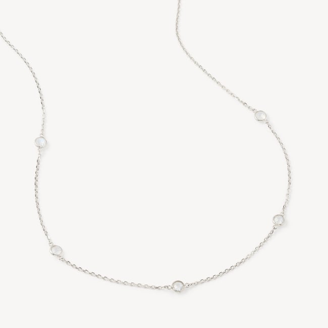Gemstone Necklace Rainbow Moonstone & Sterling Silver 925
