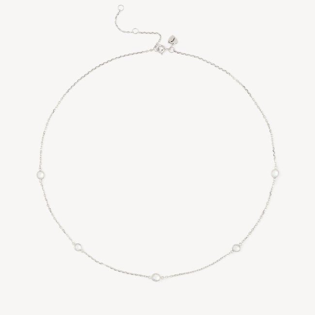 Gemstone Necklace Rainbow Moonstone & Sterling Silver 925