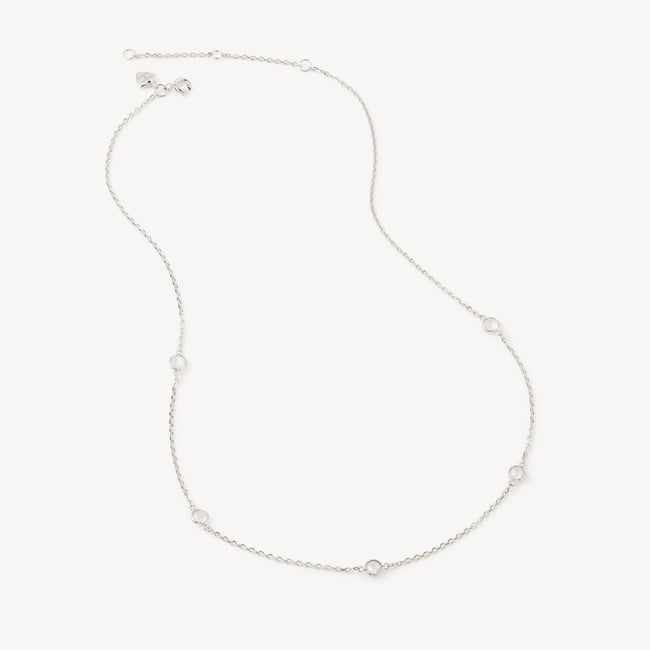 Gemstone Necklace Rainbow Moonstone & Sterling Silver 925