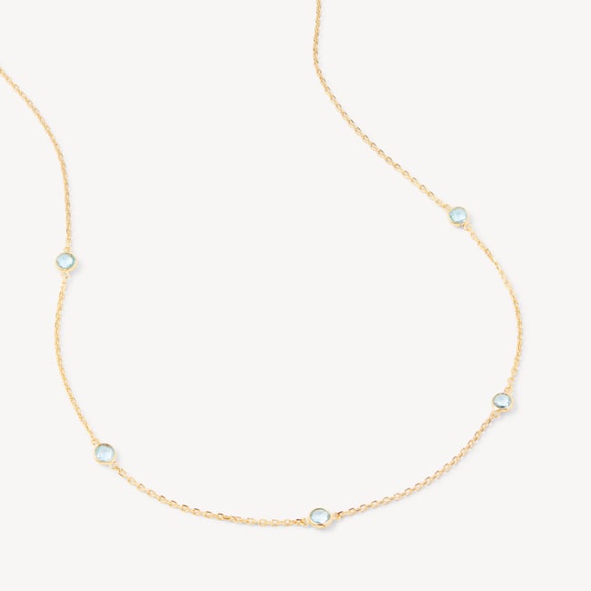 Gemstone Necklace Swiss Blue Topaz & 18ct Gold Vermeil