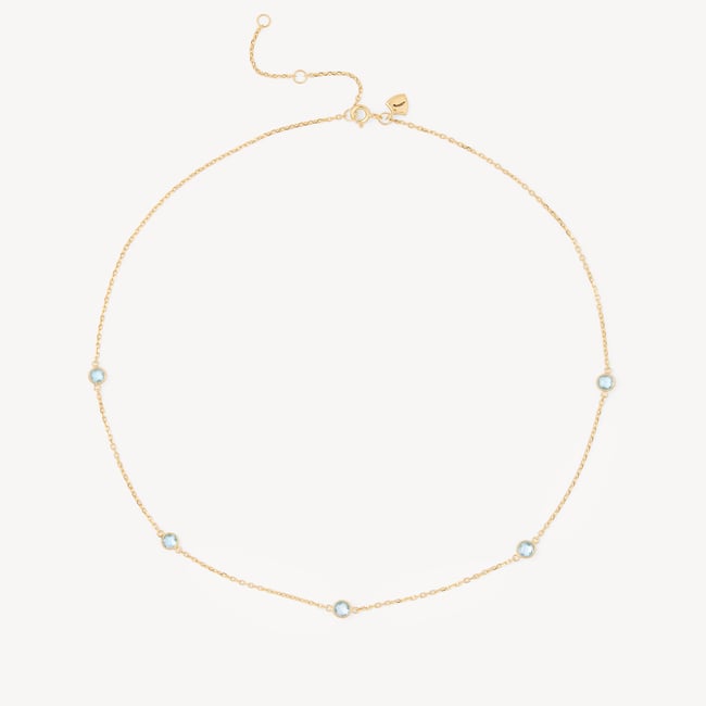 Gemstone Necklace Swiss Blue Topaz & 18ct Gold Vermeil