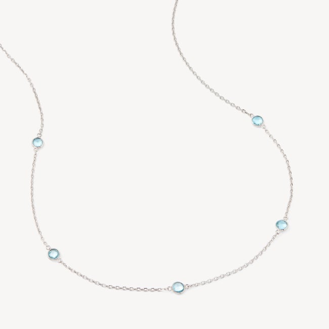 Gemstone Necklace Swiss Blue Topaz & Sterling Silver 925