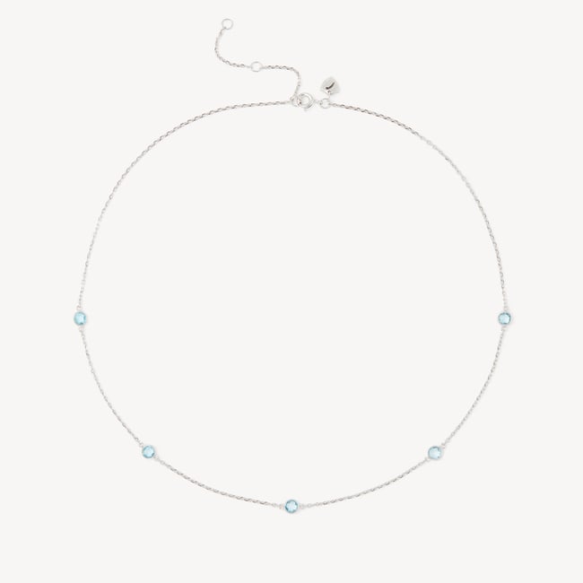 Gemstone Necklace Swiss Blue Topaz & Sterling Silver 925