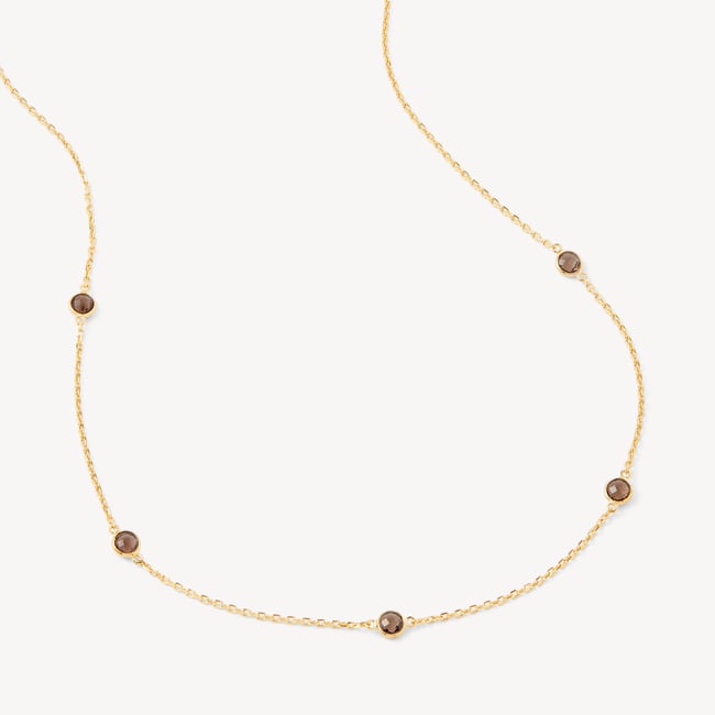 Gemstone Necklace Smoky Quartz & 18ct Gold Vermeil