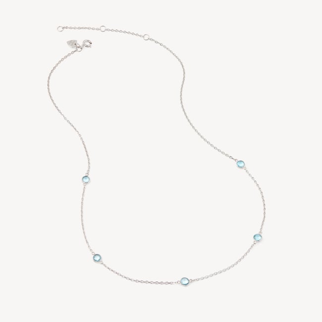 Gemstone Necklace Swiss Blue Topaz & Sterling Silver 925