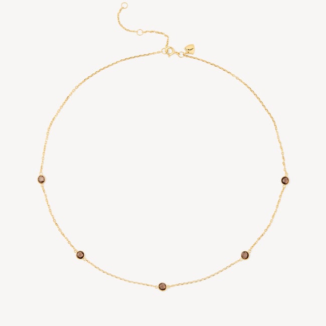 Gemstone Necklace Smoky Quartz & 18ct Gold Vermeil