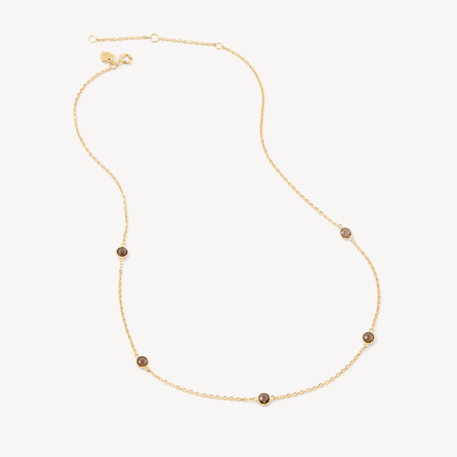 Gemstone Necklace Smoky Quartz & 18ct Gold Vermeil