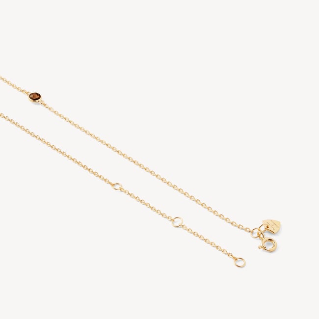 Gemstone Necklace Smoky Quartz & 18ct Gold Vermeil