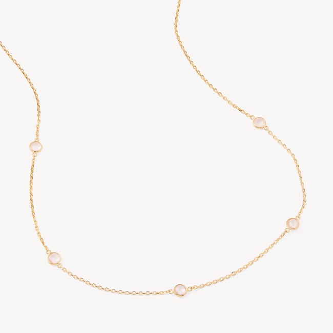 Gemstone Necklace Rose Quartz & 18ct Gold Vermeil