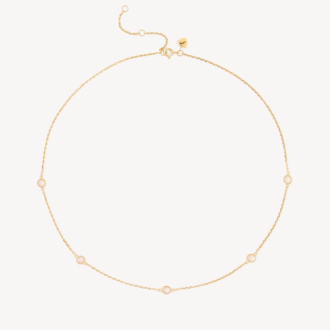 Gemstone Necklace Rose Quartz & 18ct Gold Vermeil