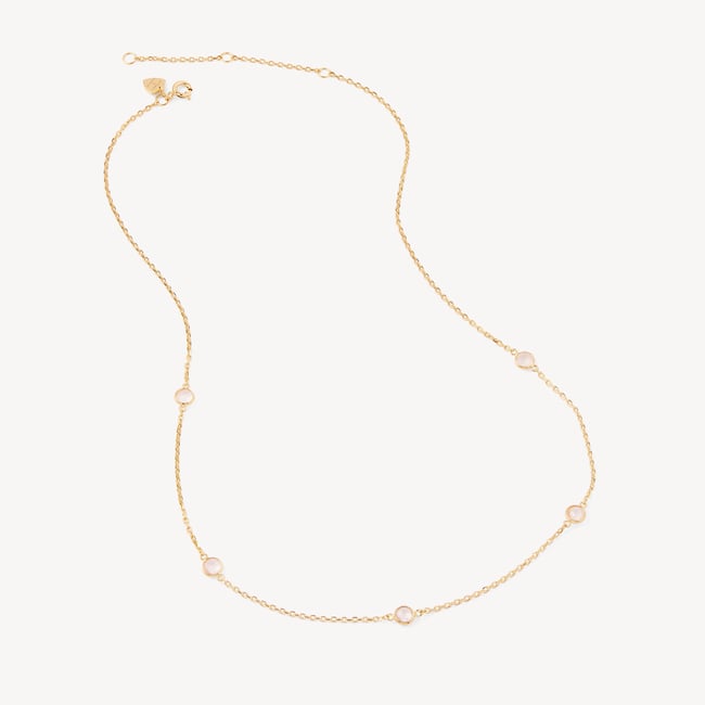 Gemstone Necklace Rose Quartz & 18ct Gold Vermeil