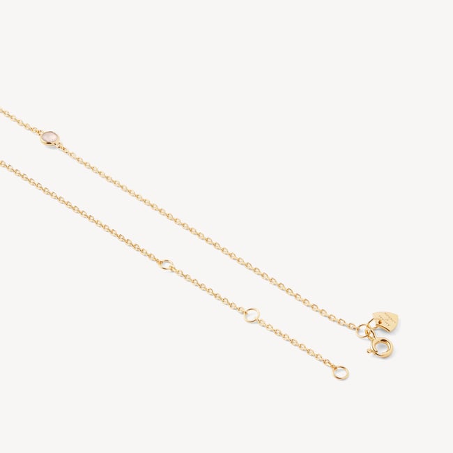 Gemstone Necklace Rose Quartz & 18ct Gold Vermeil