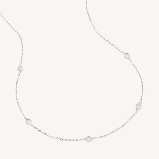 Gemstone Necklace Rose Quartz & Sterling Silver 925