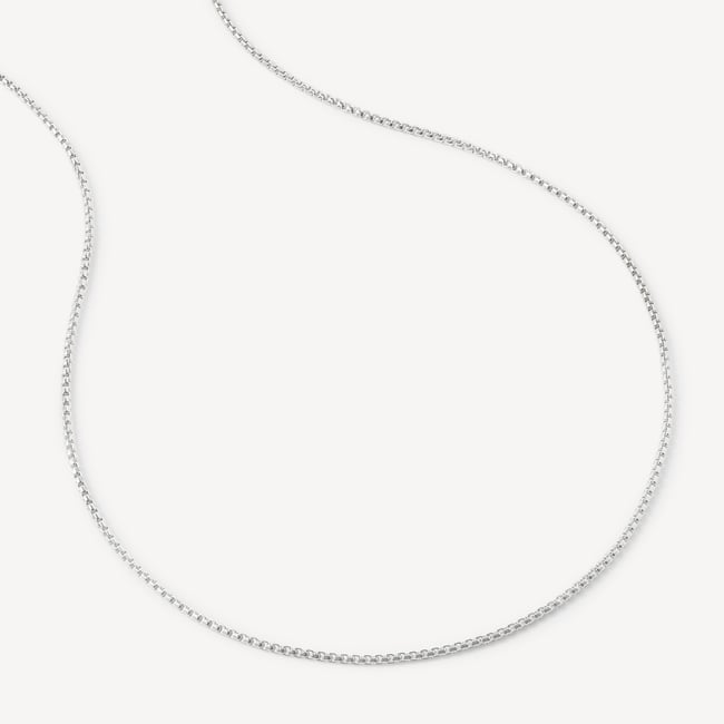 21-inch Rounded Box Chain Necklace Sterling Silver 925