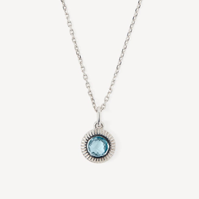 Gemstone Pendant Necklace Swiss Blue Topaz & Sterling Silver 925