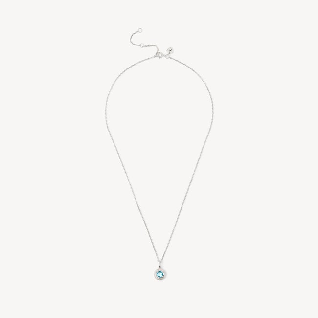 Gemstone Pendant Necklace Swiss Blue Topaz & Sterling Silver 925
