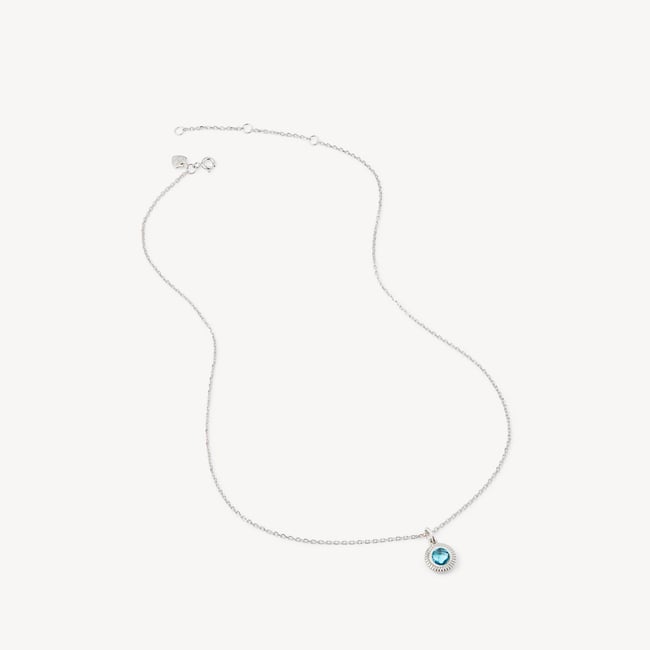 Gemstone Pendant Necklace Swiss Blue Topaz & Sterling Silver 925