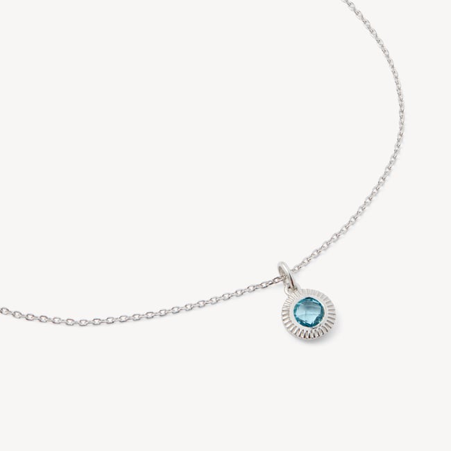Gemstone Pendant Necklace Swiss Blue Topaz & Sterling Silver 925
