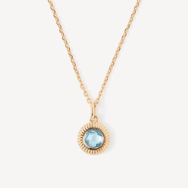 Gemstone Pendant Necklace Swiss Blue Topaz & 18ct Gold Vermeil