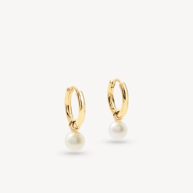 Pearl Huggie Earrings Freshwater Pearls & 18ct Gold Vermeil
