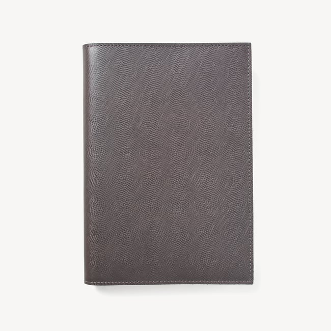 A5 Refillable Journal Grey & Navy Saffiano