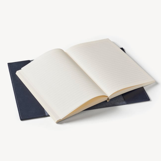 A5 Refillable Journal Grey & Navy Saffiano