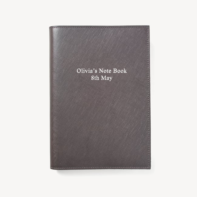 A5 Refillable Journal Grey & Navy Saffiano